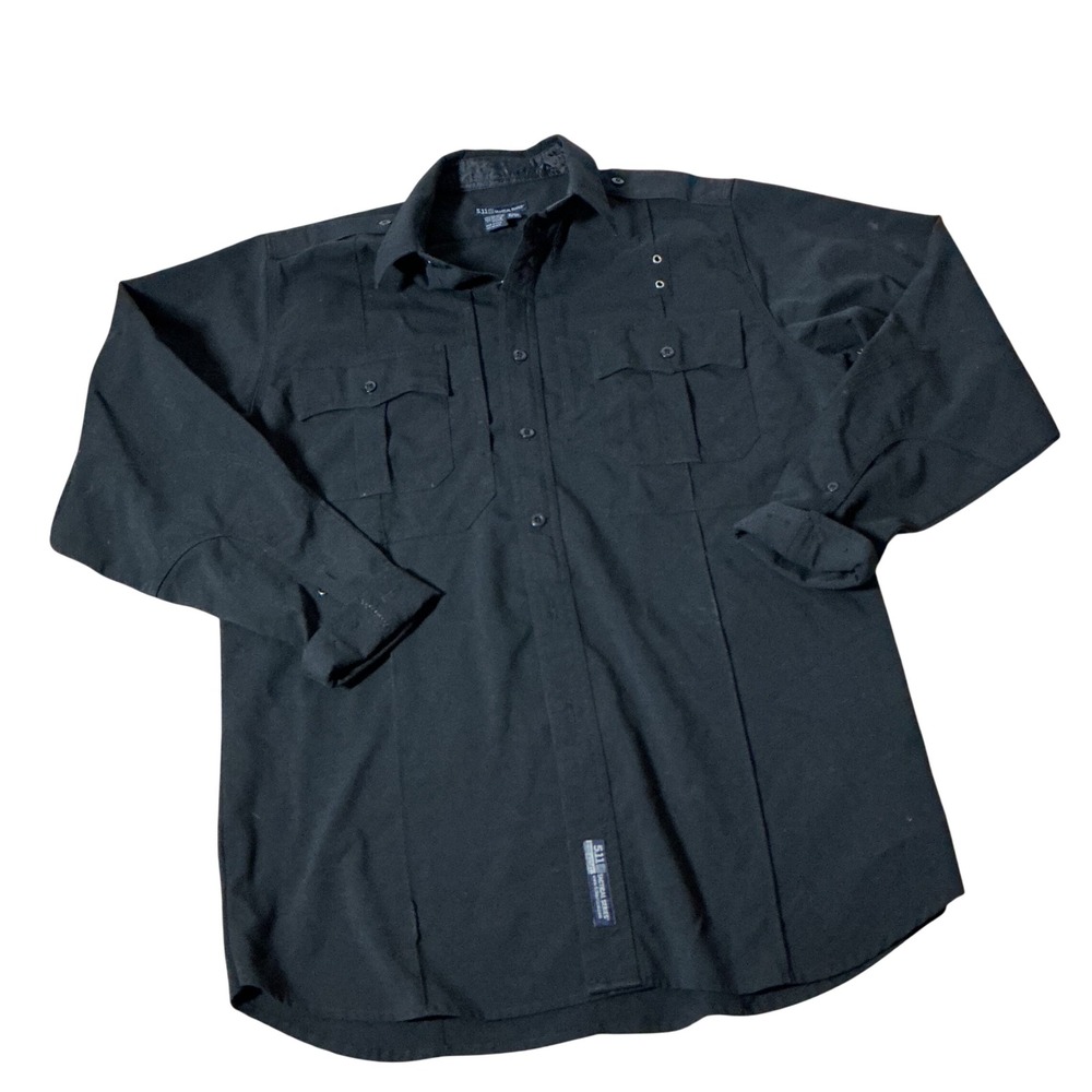 5.11 Tactical Series Uniform Shirt Mens L Black Long Sleeve Utility Workwear